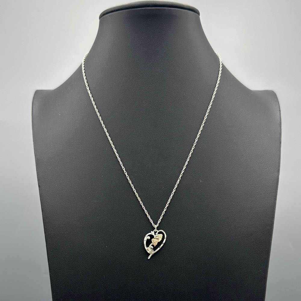 12KT gold pendant and Sterling Silver Heart Pendant Necklace  Stamped Pendant